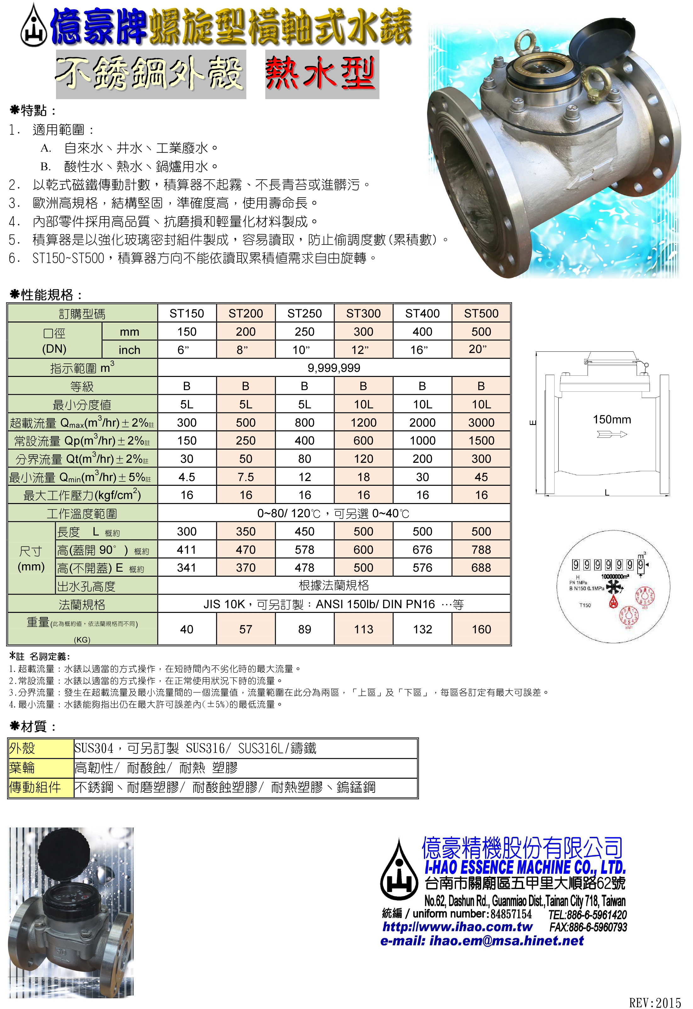 7-2螺旋不銹鋼熱水型ST150_500_2015目錄1ST